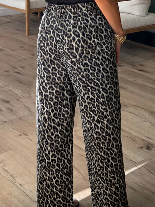 Leopard Straight Loose Leg Jeans