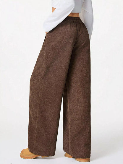 Relaxed Fit Corduroy Pants with Drawstring