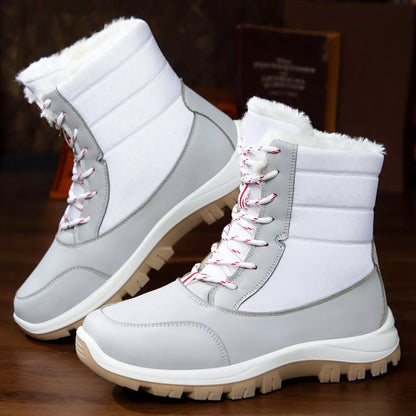 Winter Waterproof Snow Boots with Warm Fur Lining White