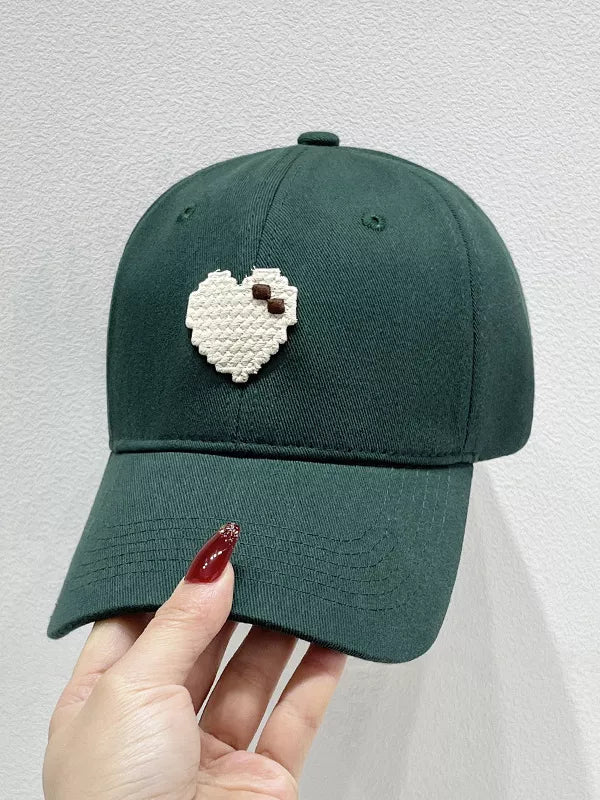 Heart Adjustable Baseball Cap Dark Green One Size