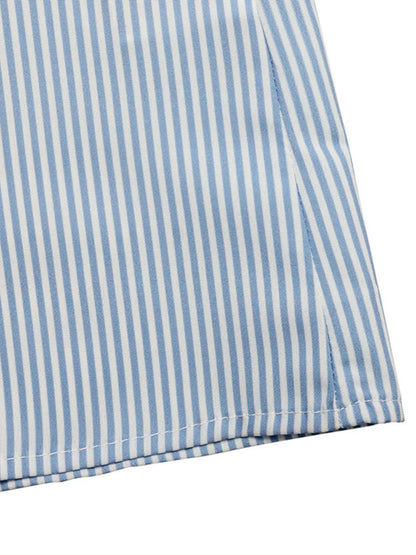 Floral Striped V-Neck Short Sleeve Shirt