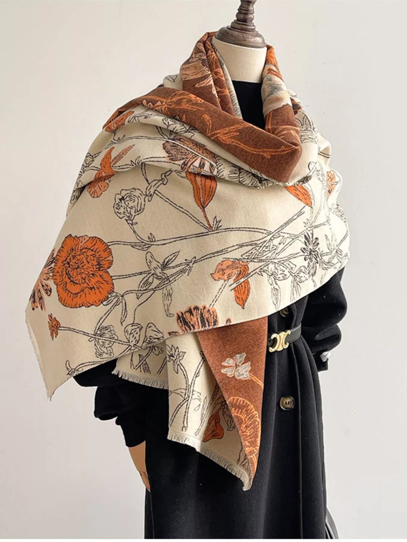 Floral Print Reversible Scarf