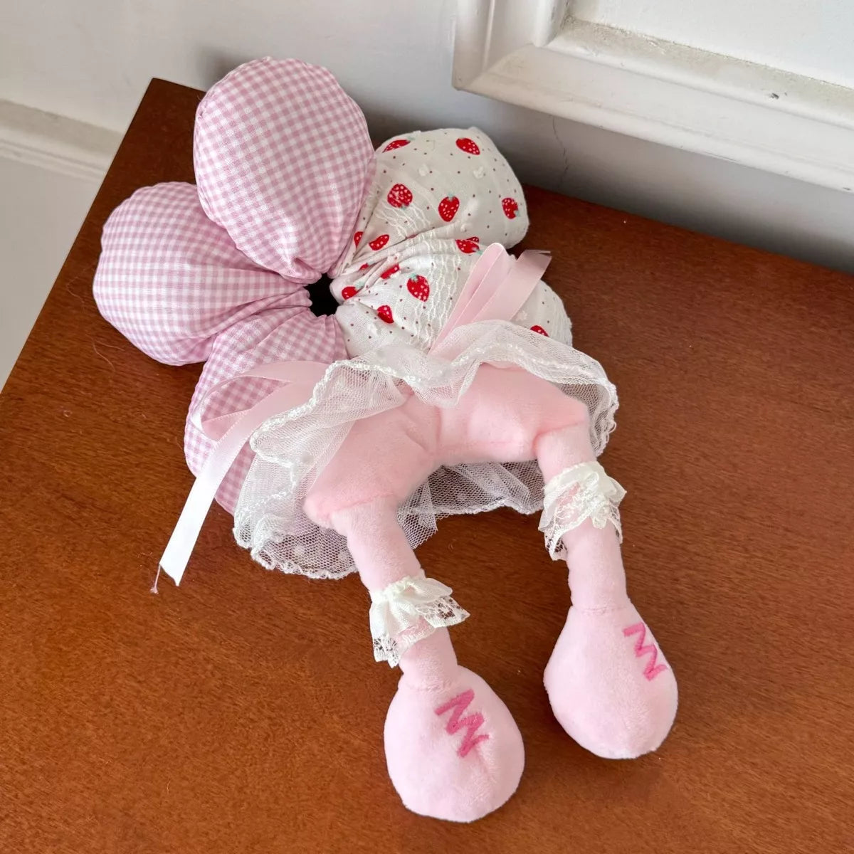 Printed Animal Shaped Hair Scrunchy Blush Pink One Size