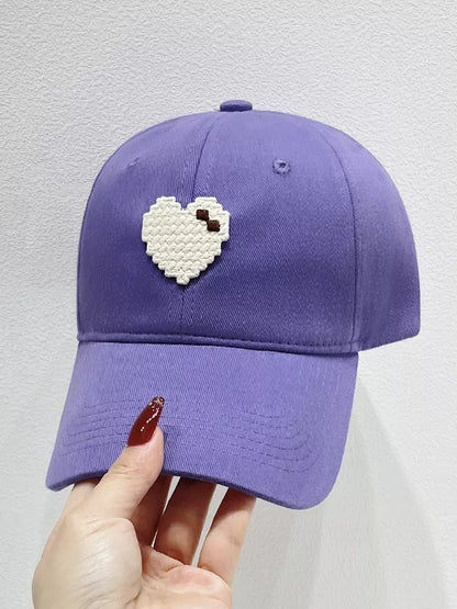 Heart Adjustable Baseball Cap Purple One Size