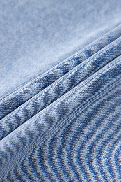 Button Down Short Sleeve Denim Dress