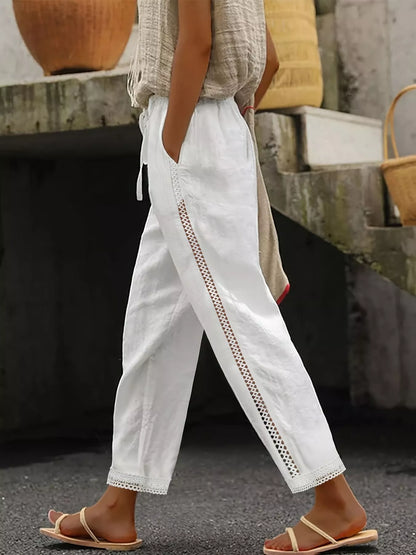 Wide Leg Cropped Pants White
