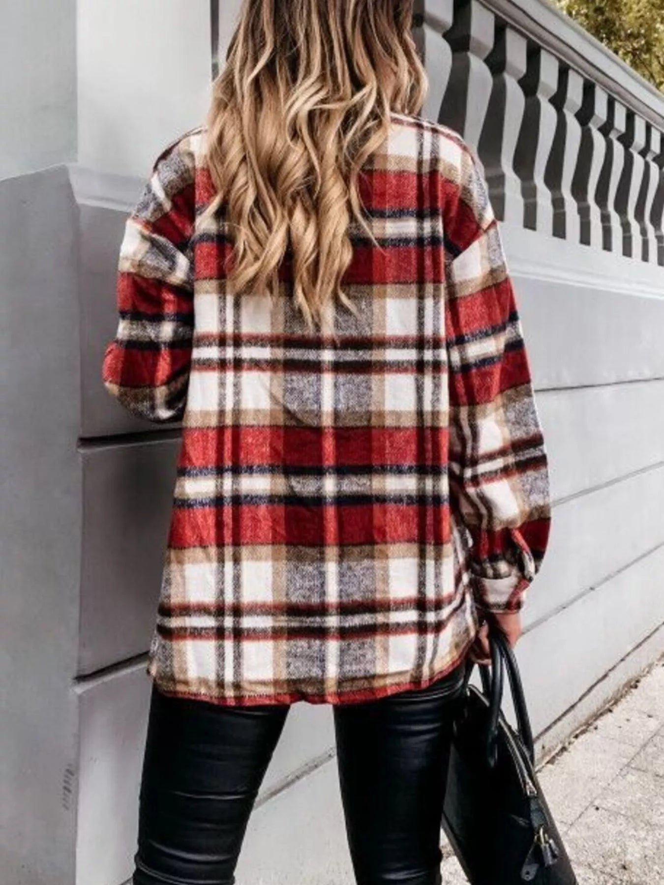 Plaid Button-Down Long Sleeve Shacket