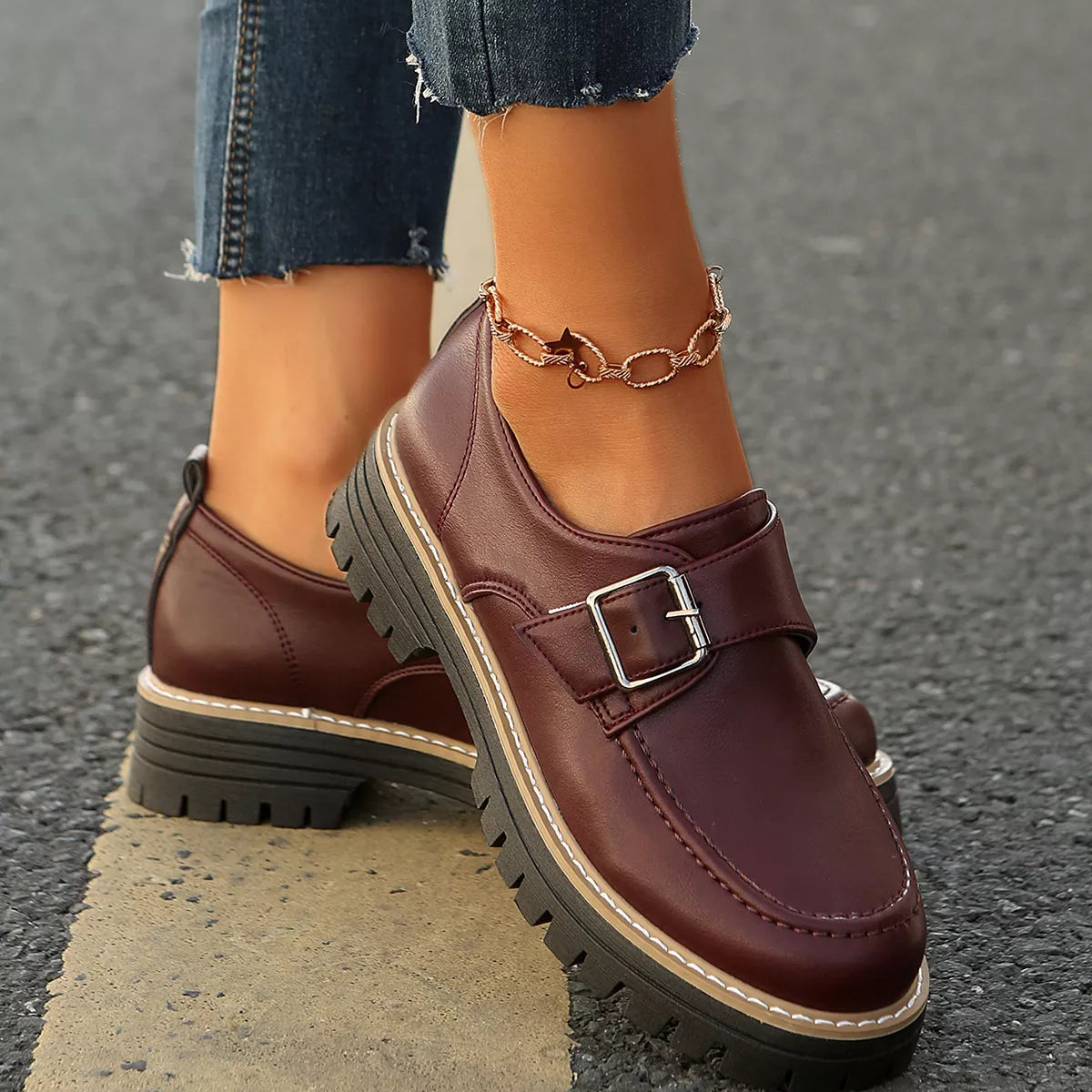 Buckle Accent Chunky Platform Loafers