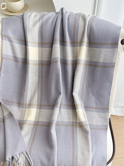 Classic Plaid Pattern Tassel Winter Scarf