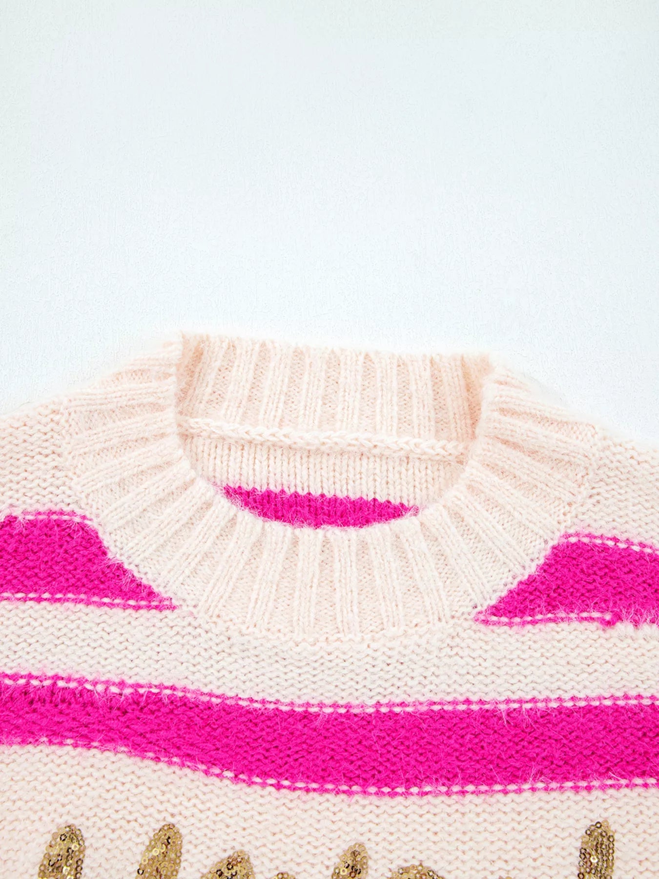 Sequin Letter Graphic Colorblock Loose Sweater