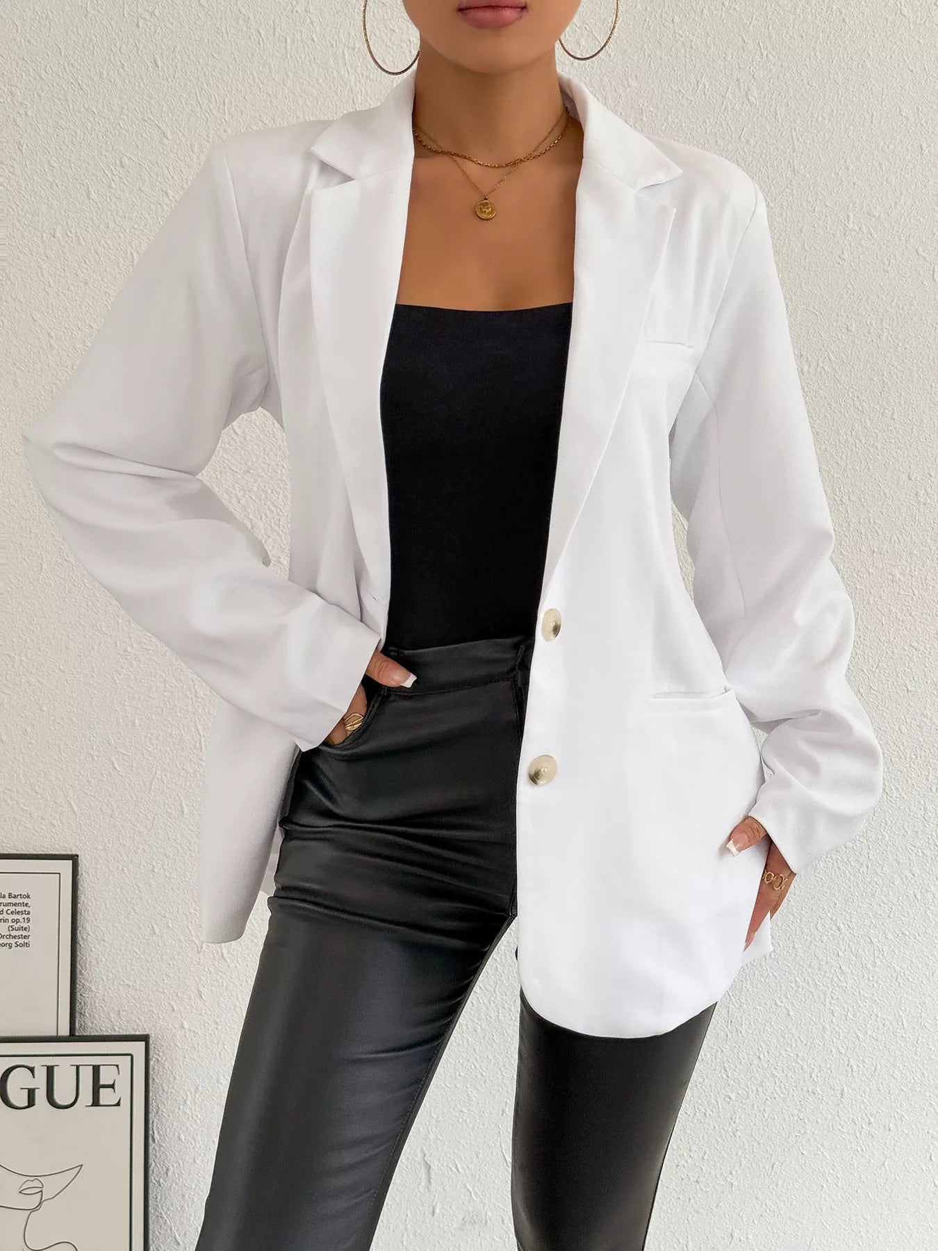 Lapel Collar Long Sleeve Blazer