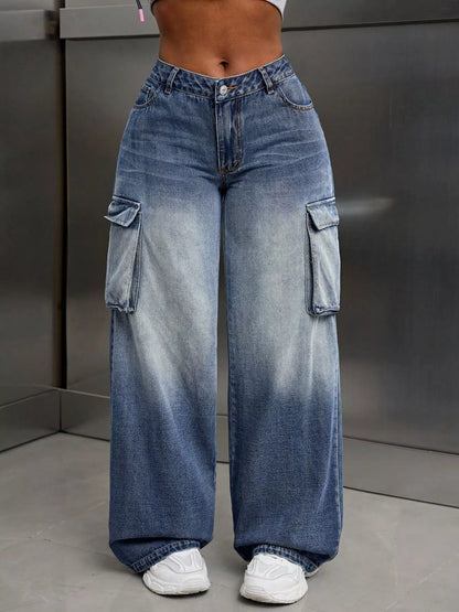 Vintage Wide Leg Cargo Jeans