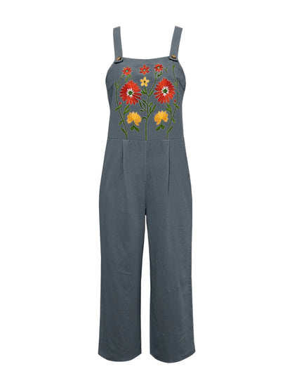 Floral Embroidered Wide Leg Jumpsuit