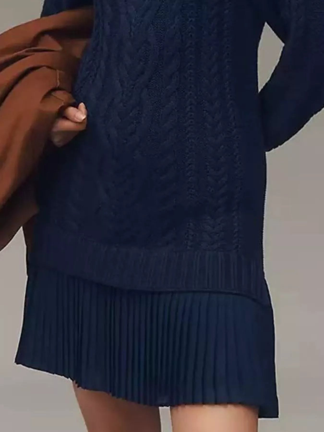 Full Size Cable-Knit Mini Sweater Dress Plus Size