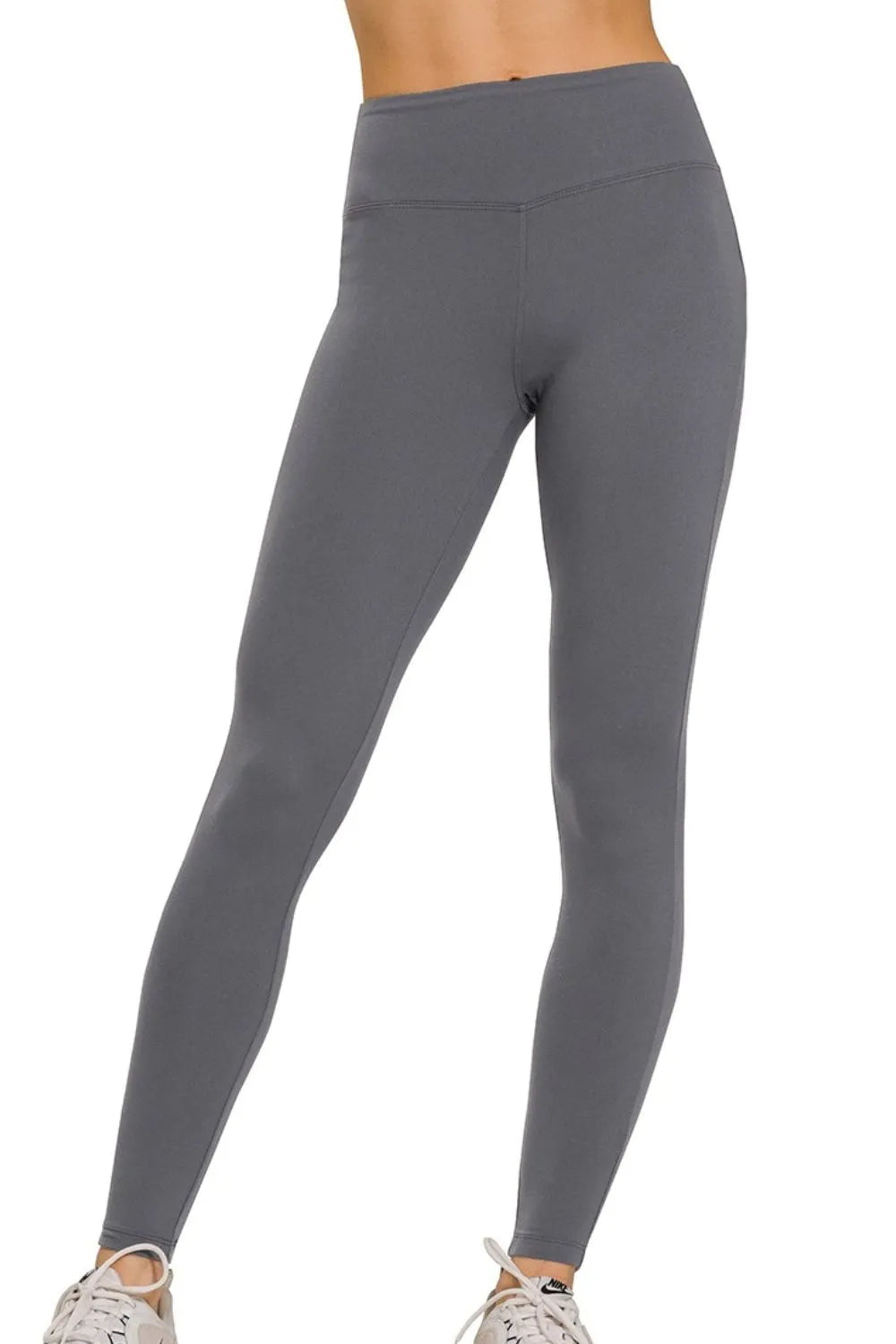 Zenana Microfiber Waistband Leggings ASH GREY