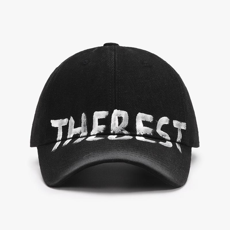 Graffiti letters fashion all-match cap outdoor curved brim soft top baseball cap Black FREESIZE