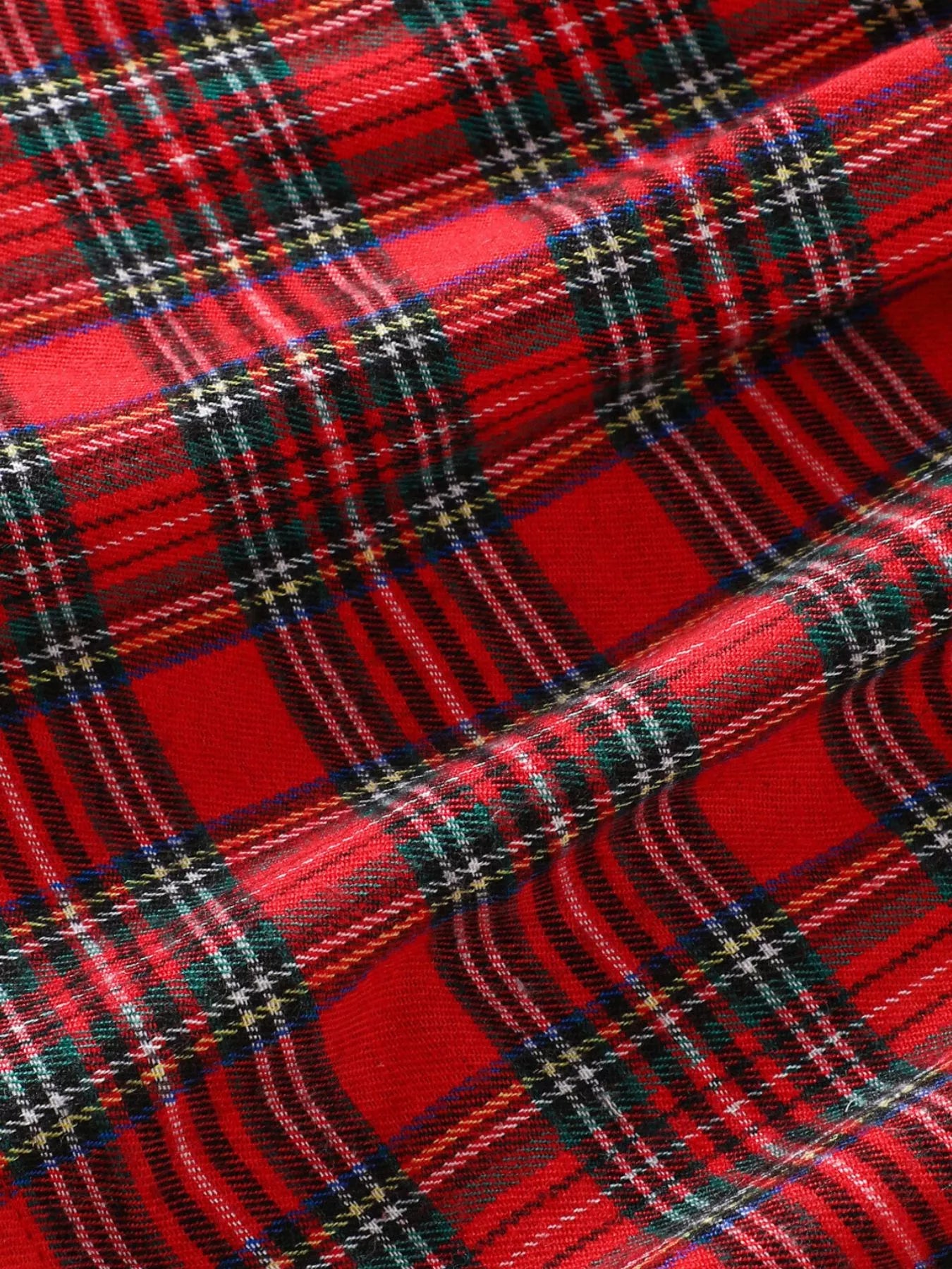 Children's Christmas Plaid Embroidered Smocked Dress