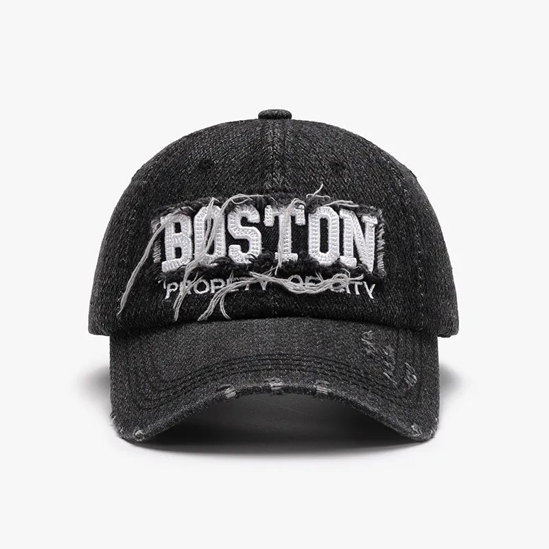 Letter Adjustable Cotton Baseball Cap Black One Size