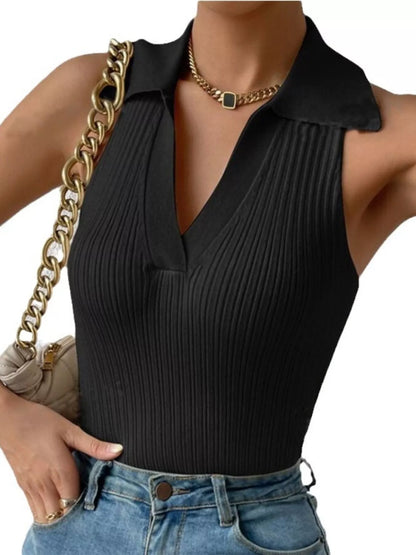Polo Collar Sleeveless Tank