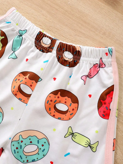 Children's Donut Round Neck Top and Pants Set