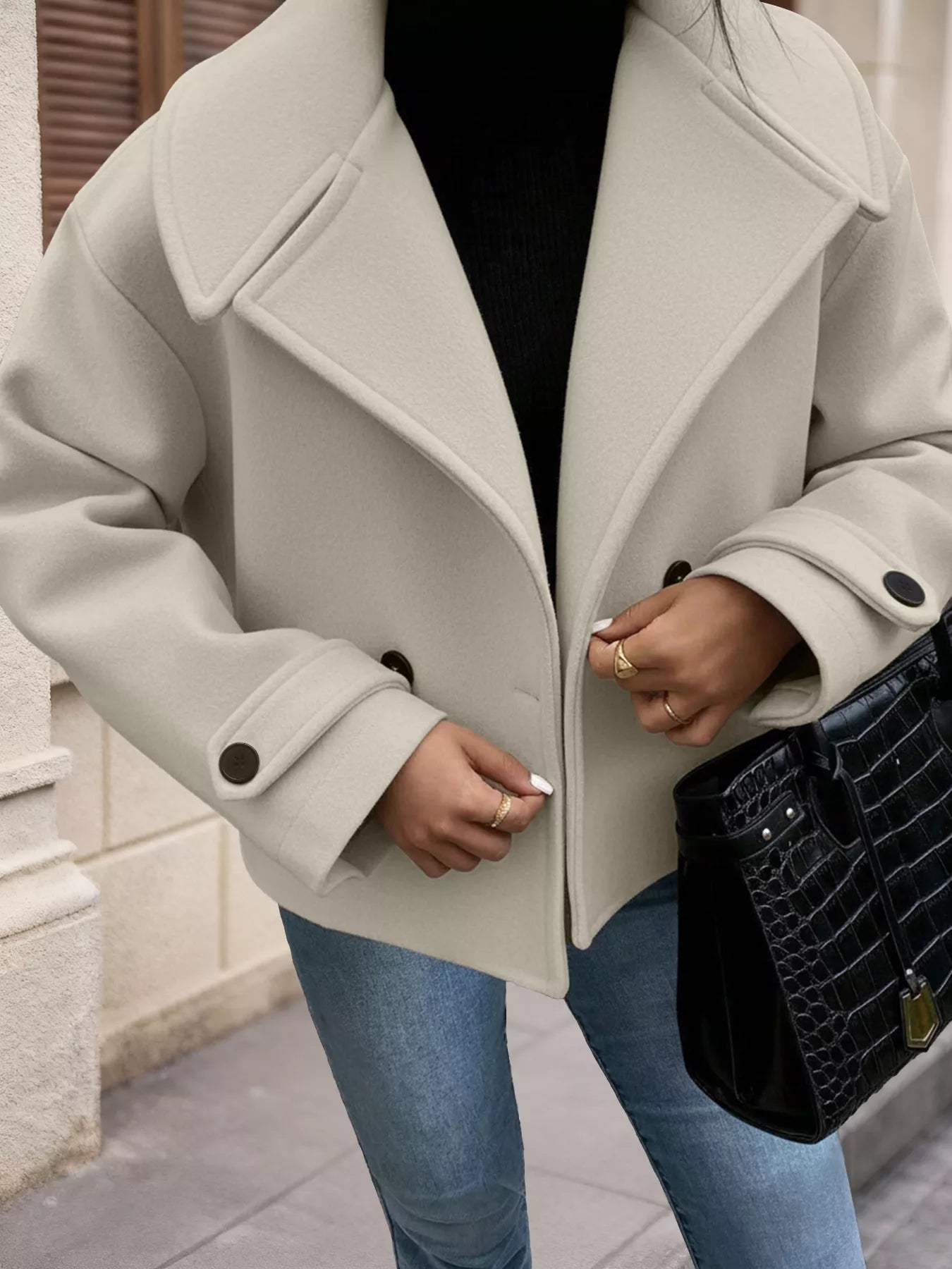 Double-Breasted Wool Blend Outerwear