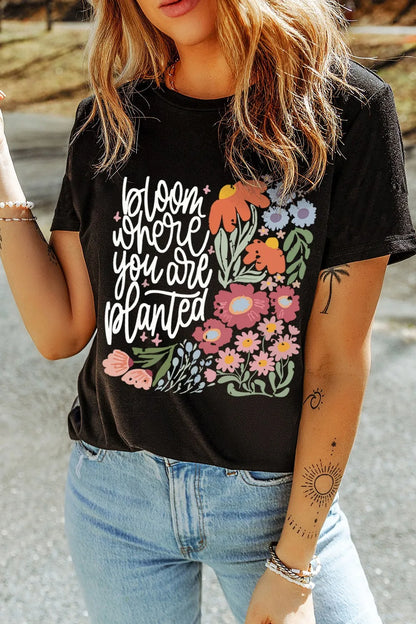 Graphic Round Neck Short Sleeve T-Shirt
