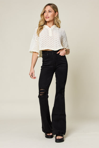 Judy Blue High-Waisted Distressed Flare Jeans