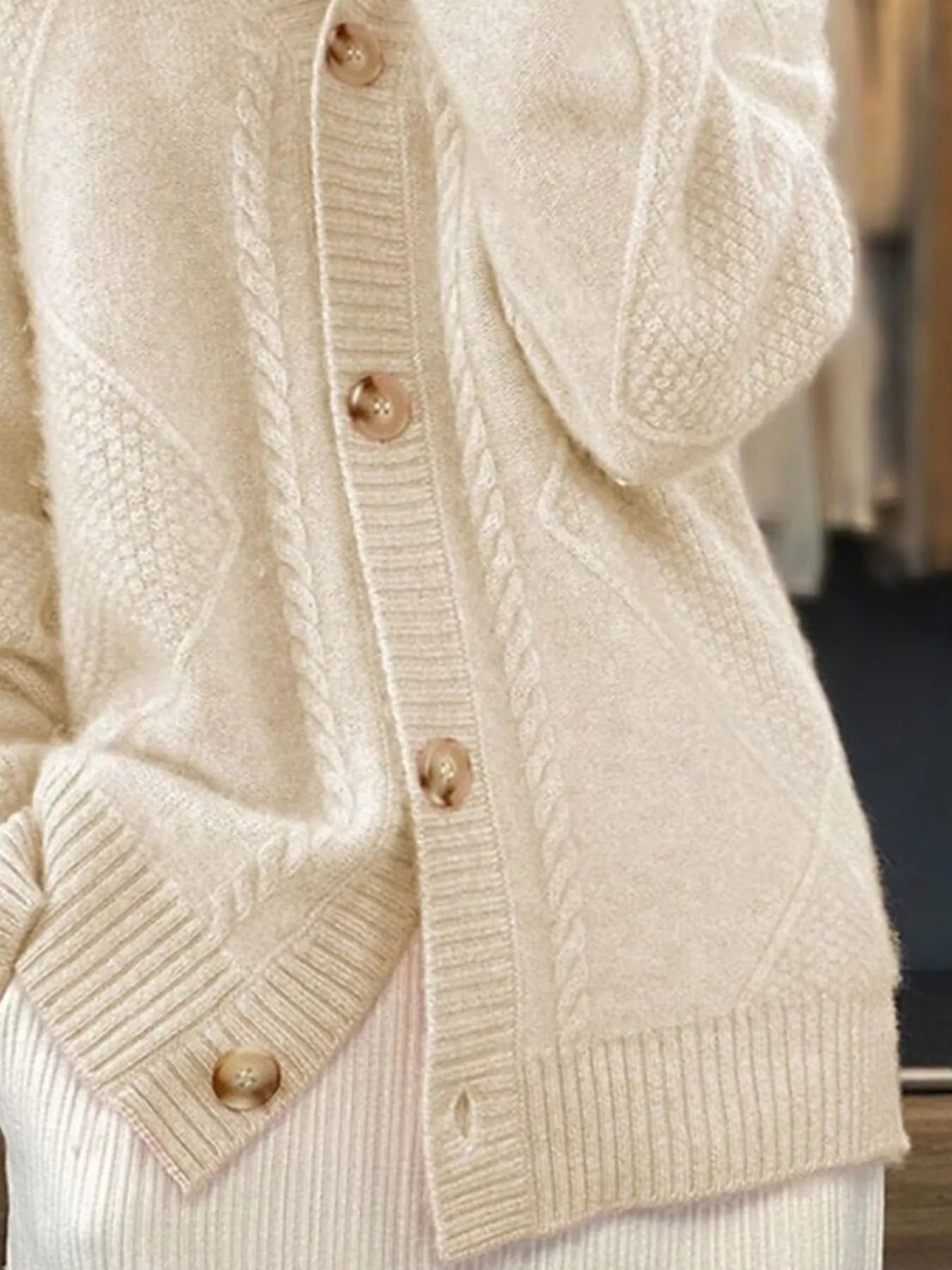Full Size Textured Knit Button-Down Cardigan Plus Size