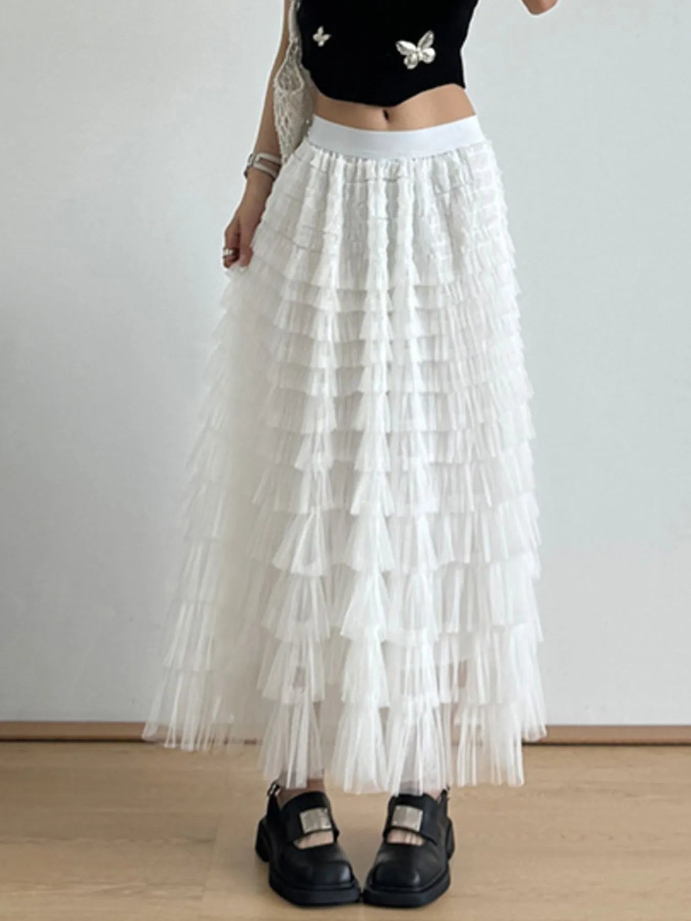 Tiered Tulle Maxi Skirt