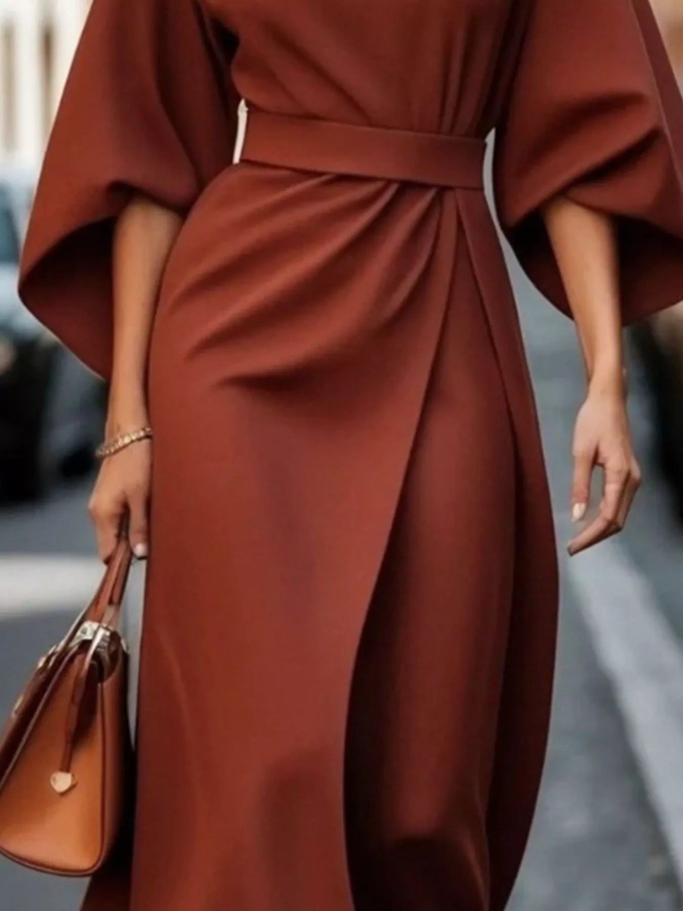 Round Neck 3/4 Sleeve Dress