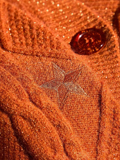 Cable Knit Button Up Cardigan