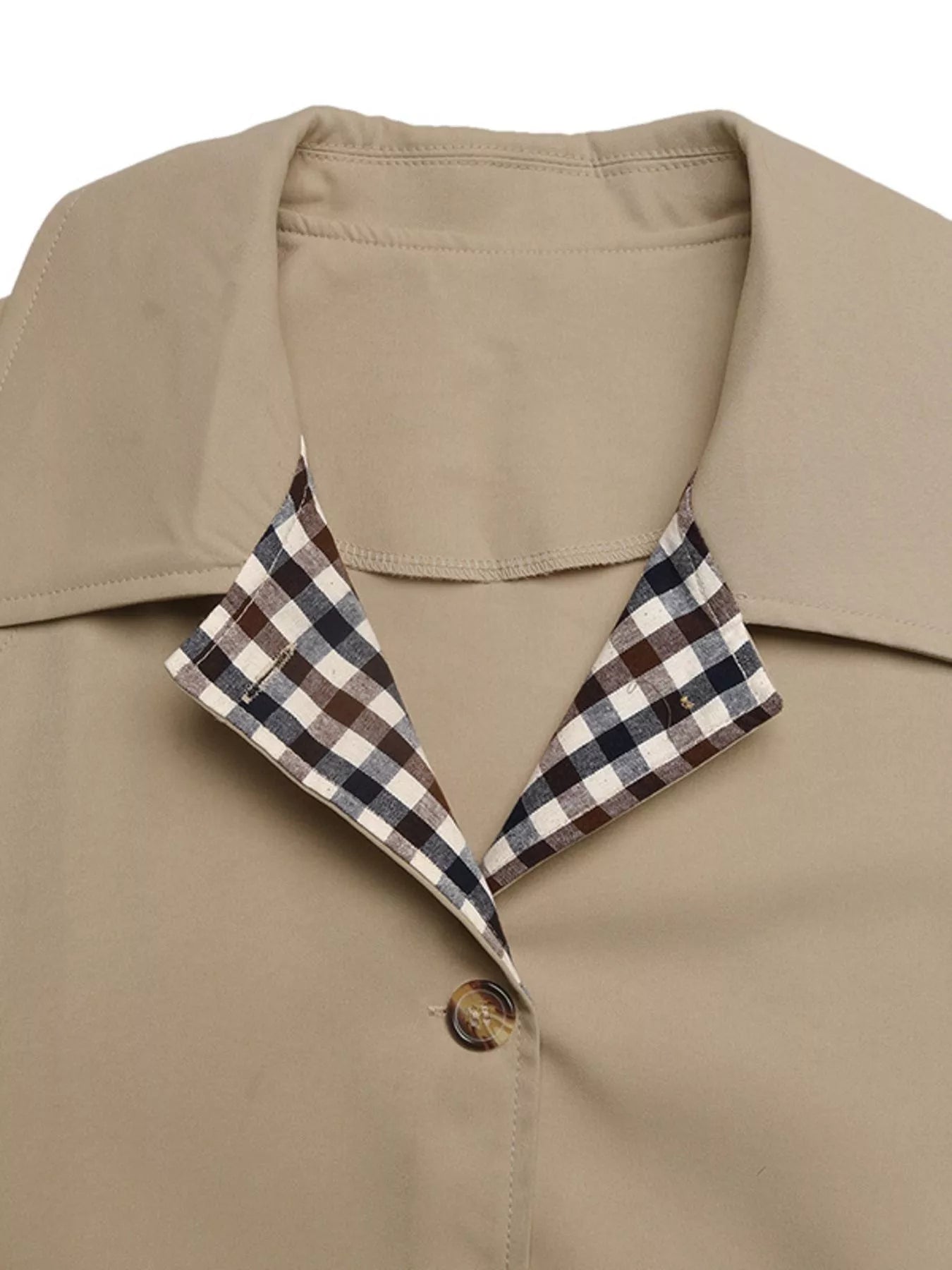 Checkered Lining Button Up Trench Coat