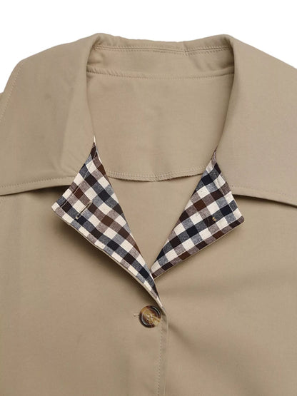Checkered Lining Button Up Trench Coat