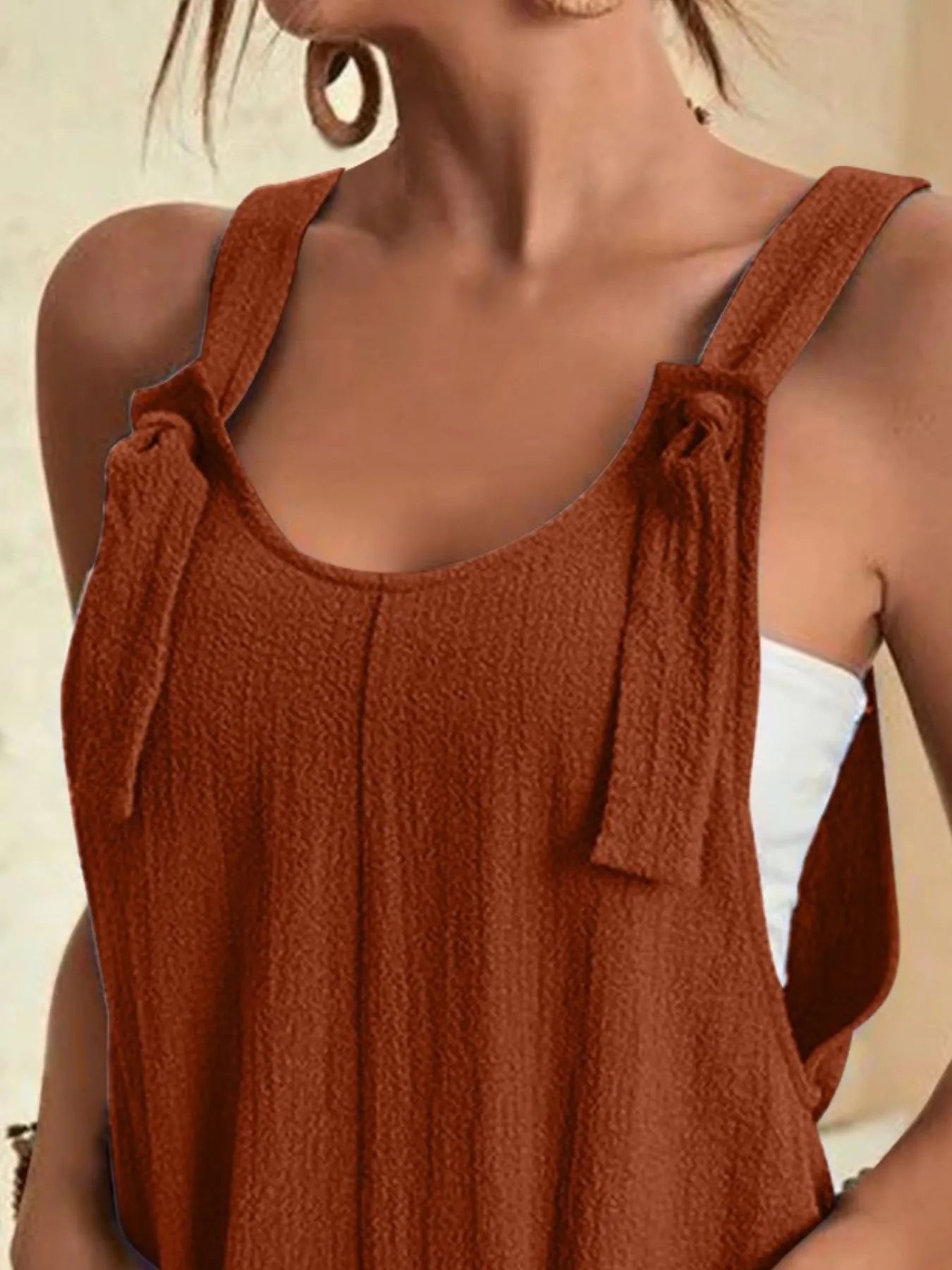 Full Size Knot Strap Romper with Pockets Plus Size