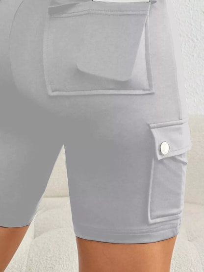 High Waist Pocketed Active Shorts