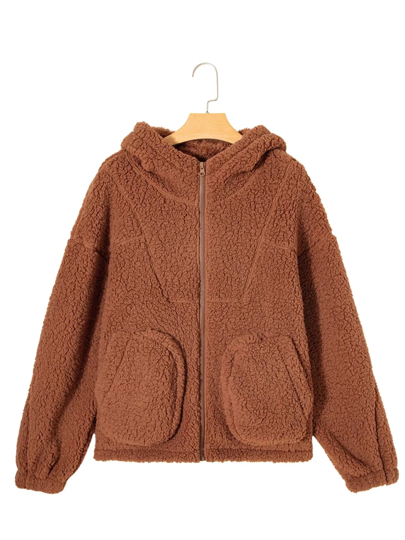 Zip Up Hooded Sherpa Jacket