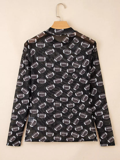 Game Day Mesh Sheer Long Sleeve Top
