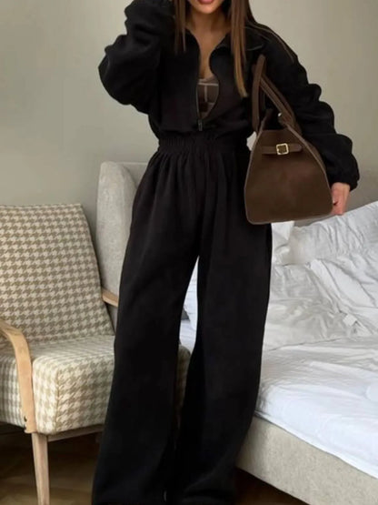 Zip Front Long Sleeve Jumpsuit