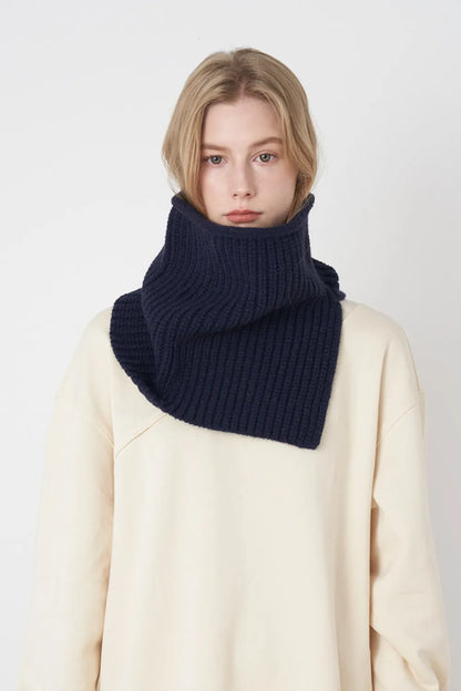 Slit Pullover Knit Scarf Dark Navy One Size