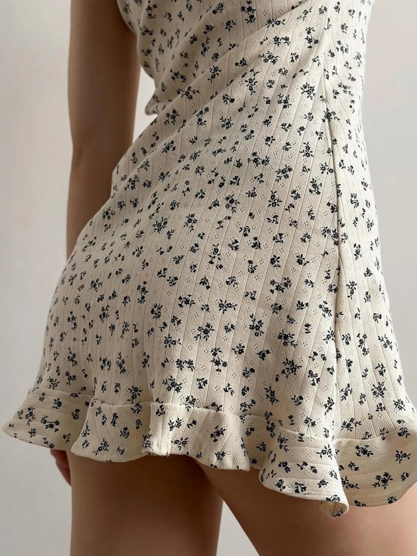 Floral Print Ruffle Hem Cami Lounge Dress