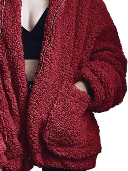 Full Size Cozy Fleece Zip Up Jacket Plus Size