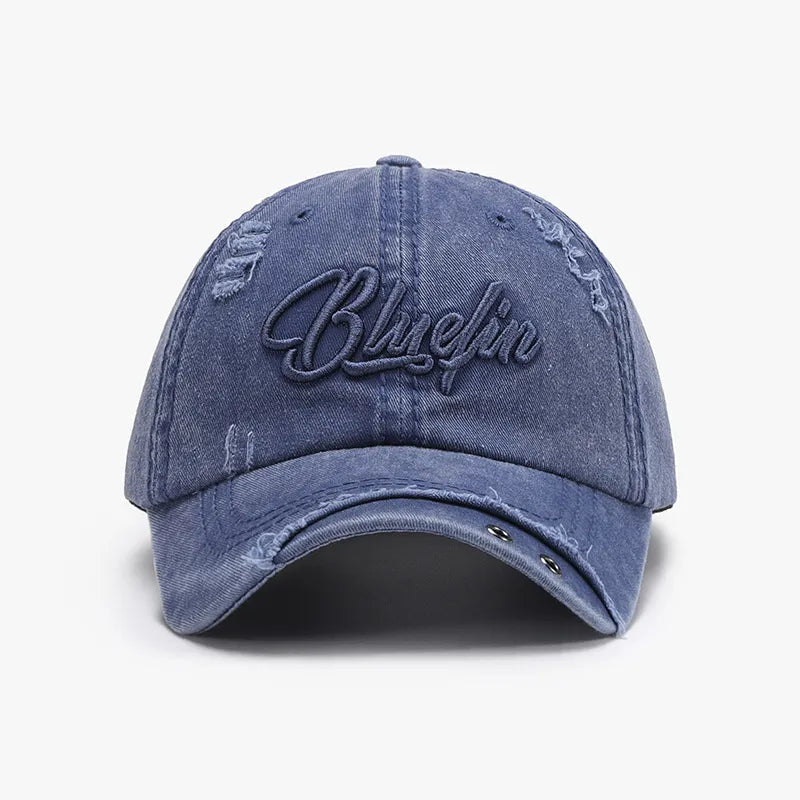 Embroidered Letter Cotton Baseball Cap Dusty Blue One Size