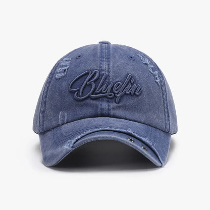 Embroidered Letter Cotton Baseball Cap Dusty Blue One Size