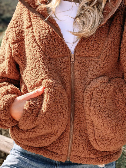 Zip Up Hooded Sherpa Jacket