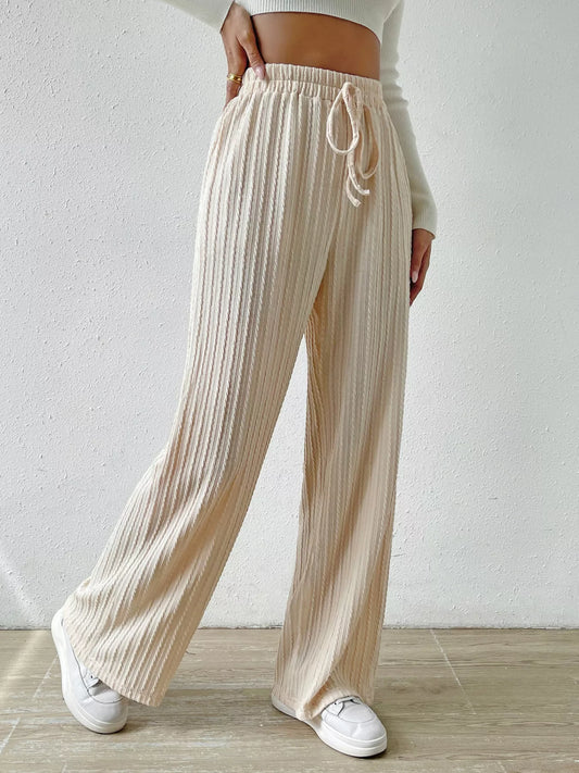 Drawstring Wide Leg Pants Apricot