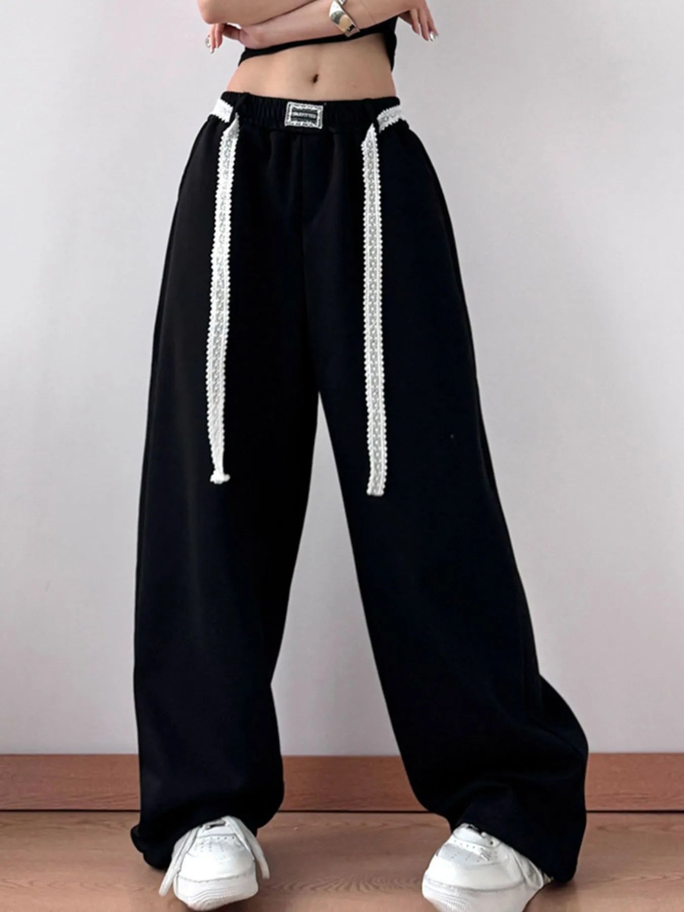 Elastic Waist Wide Leg Pants