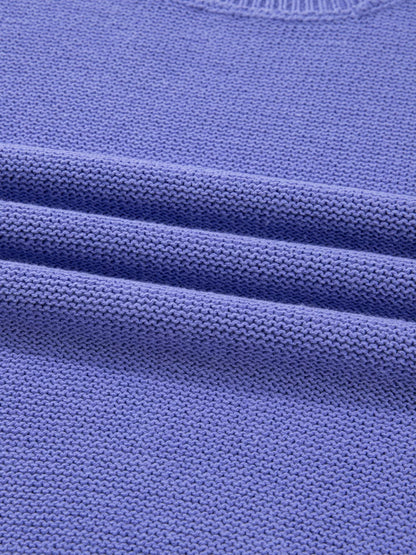 Plus Size Striped Trim Drop Shoulder Knit Loose Sweater