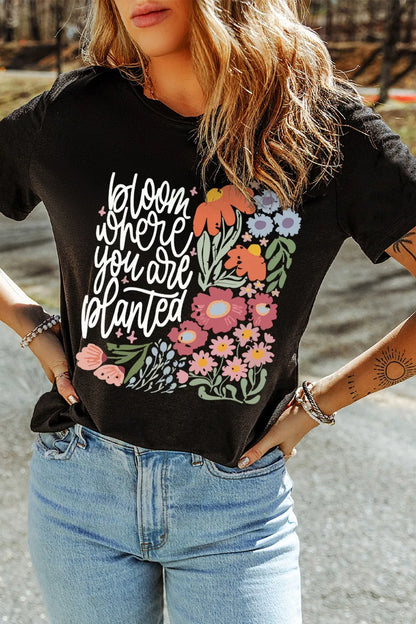 Graphic Round Neck Short Sleeve T-Shirt