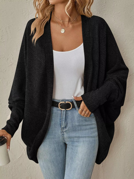 Open Front Cocoon Cardigan Black