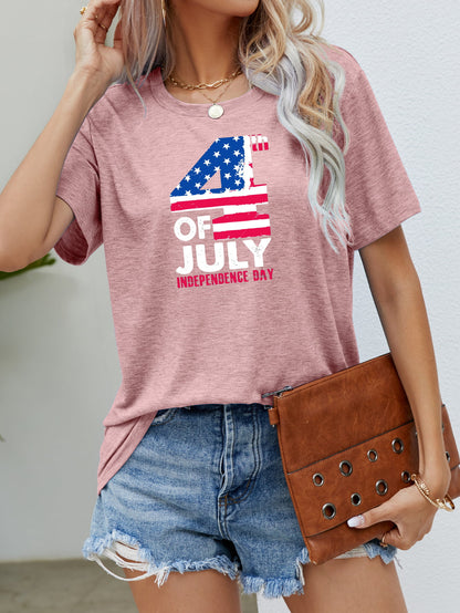 USA Flag Graphic Tee for Women Blush Pink
